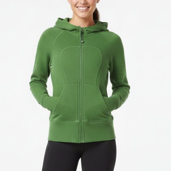 lululemon athletica Tops - Lululemon Vintage Scuba Full Zip up Hoodie Stretch French Terry Green 4